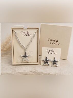 Camila Coelho | Silver Star Pendant Necklace w/ Matching Star Stud Earrings 🪩